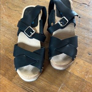 Black Leather Women's Sandals